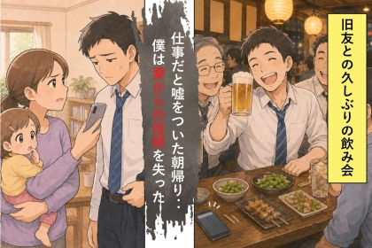 久しぶりの飲み会でつい飲みすぎた僕。仕事だと嘘をついた朝帰りを、母のメッセージに暴かれた