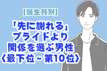 【誕生月別】「先に謝れる」プライドより関係を選ぶ男性ランキング＜最下位～第１０位＞
