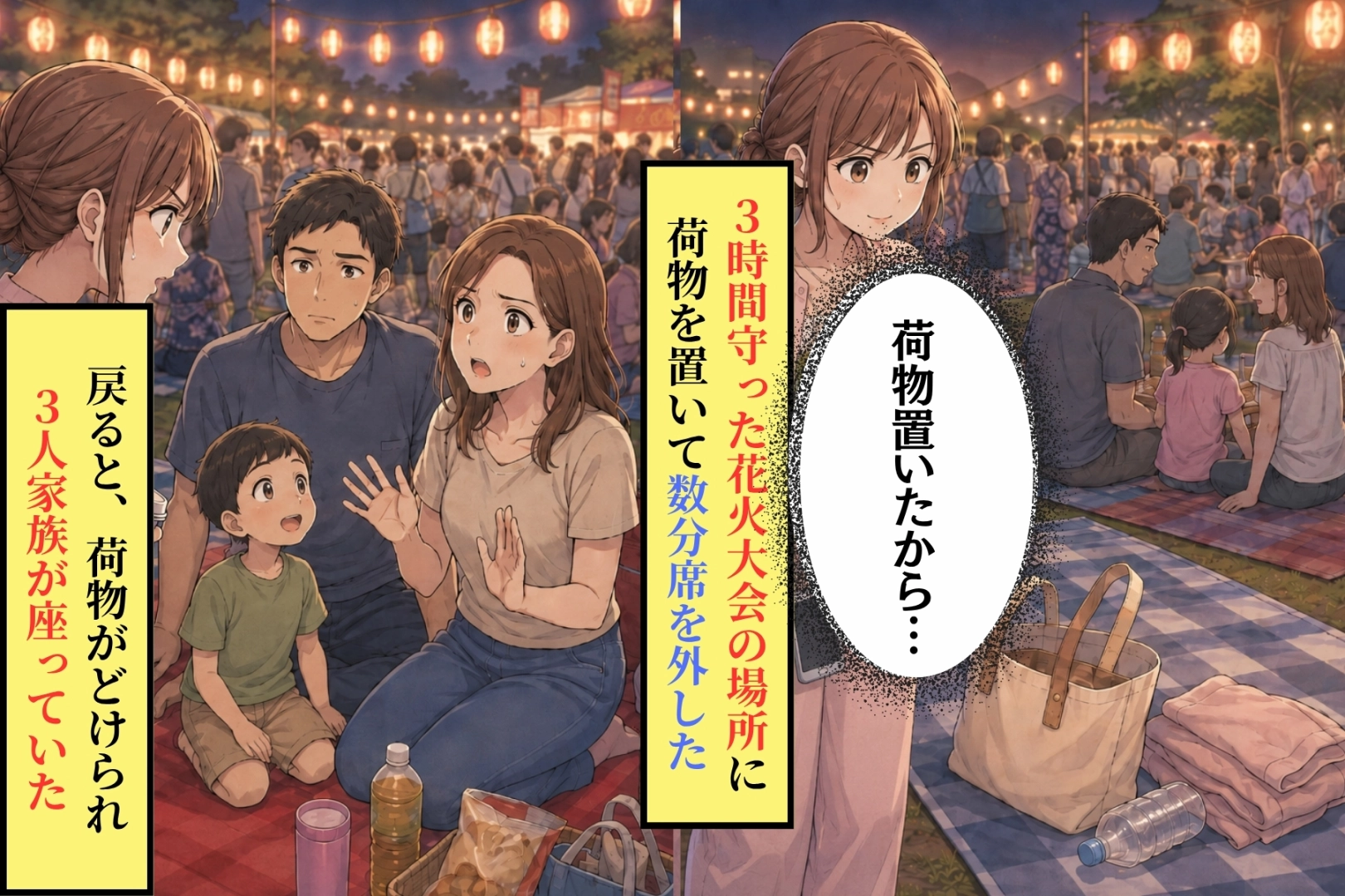 3時間守った花火の場所を奪われた私。子どもの一言