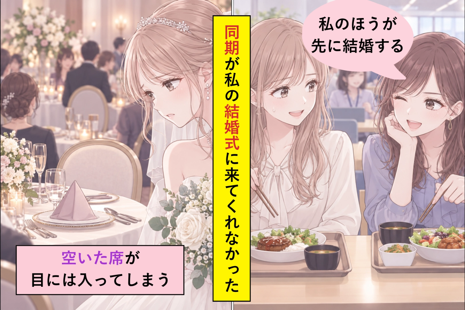 「私のほうが先に結婚する」と言っていた同期→私の結婚式に来なかった理由を、今も聞けずにいます