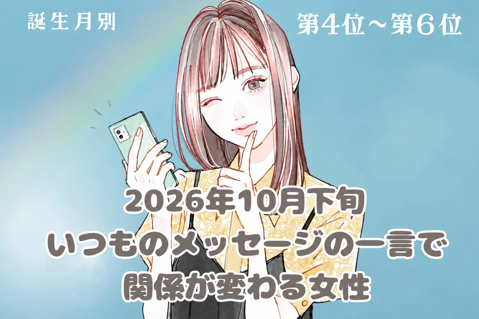 【誕生月別】2026年10月下旬、いつものやりとりのたった一言で恋が進む女性ランキング＜第４位～第６位＞