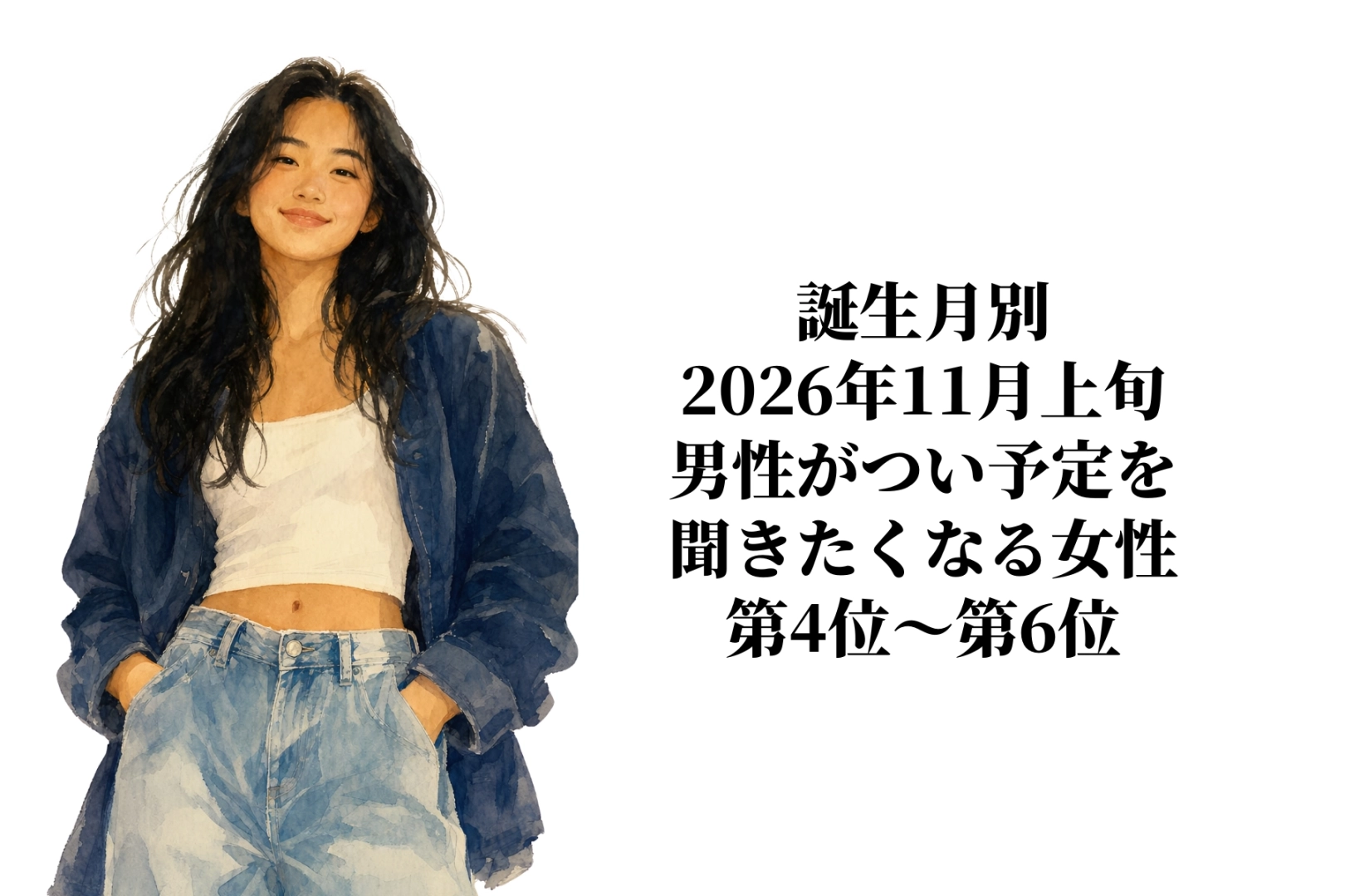 【誕生月別】2026年11月上旬、男性がつい予定を聞きたくなる女性ランキング＜第４位～第６位＞