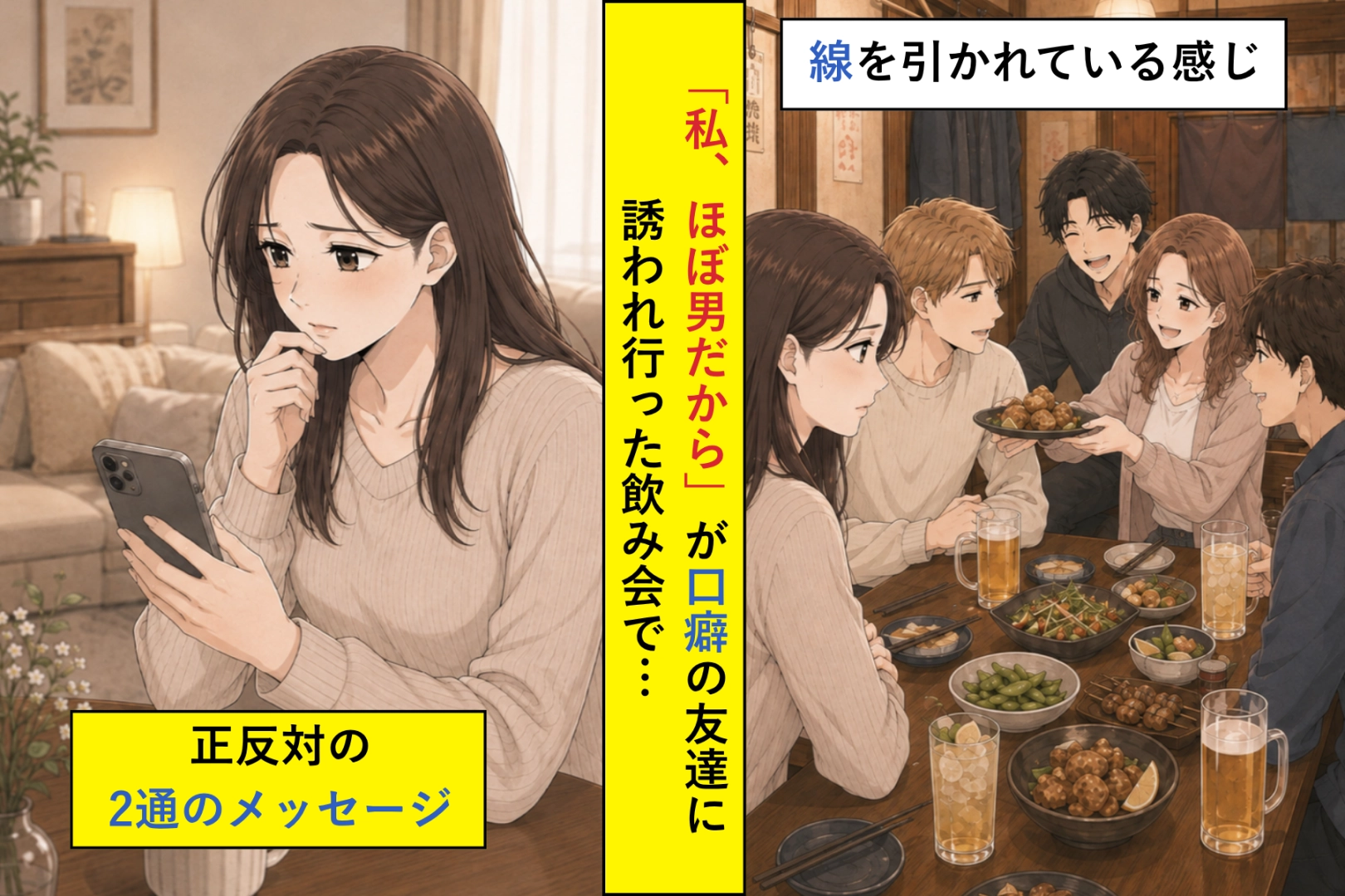 「私、ほぼ男だから」が口癖の友達との飲み会→数日後に届いた「また来てほしいって言ってるんだけど」