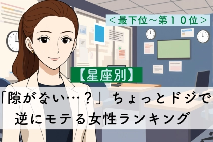 【星座別】「隙がない…？」完璧そうで抜けていて逆にモテる女性ランキング＜最下位～第１０位＞