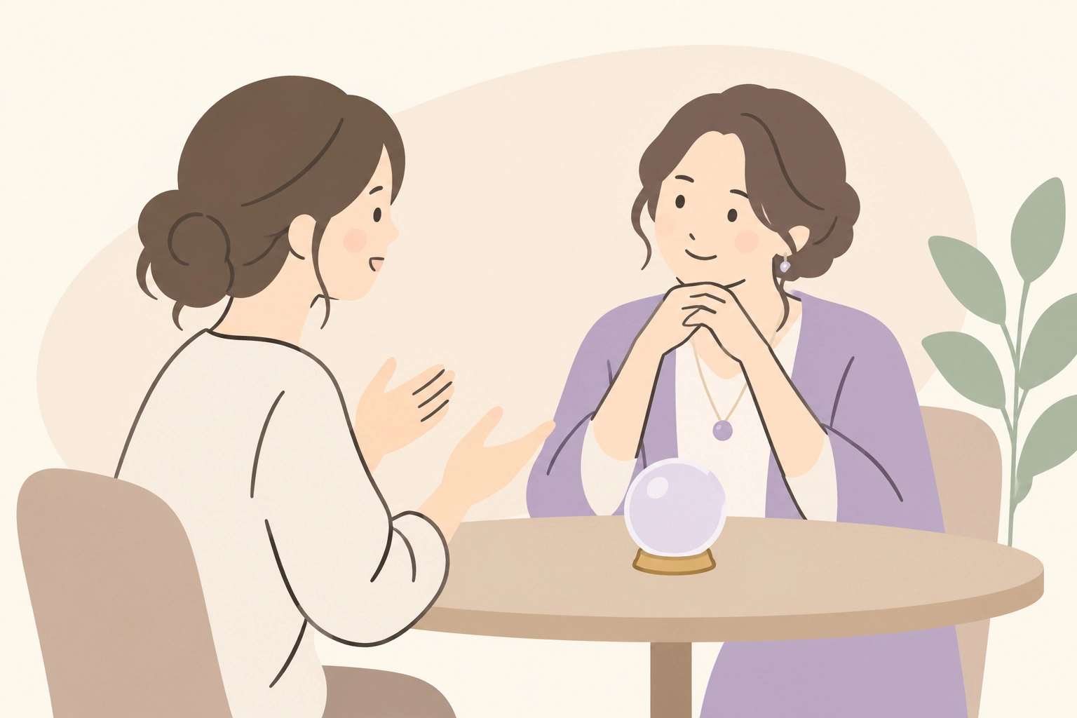 明るい相談室で、丁寧に話を聞く鑑定士