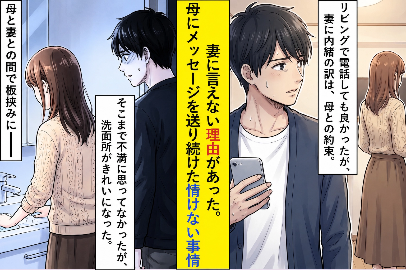 妻に言えない理由があった。毎晩トイレで母にメッセージを送り続けた俺の、情けない事情