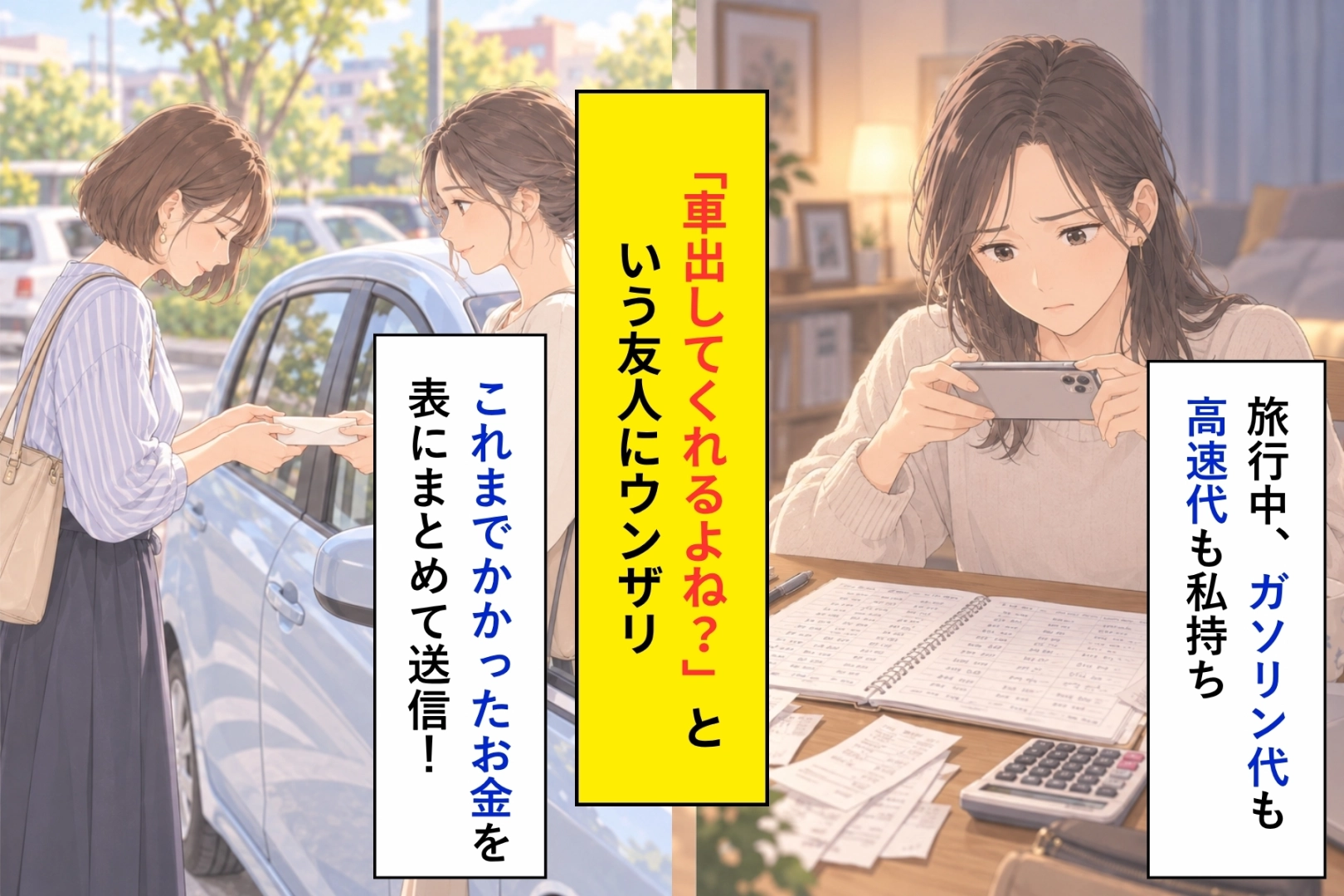 「車出してくれるよね？」が口癖の友人。旅行前日に私が送った１枚の写真
