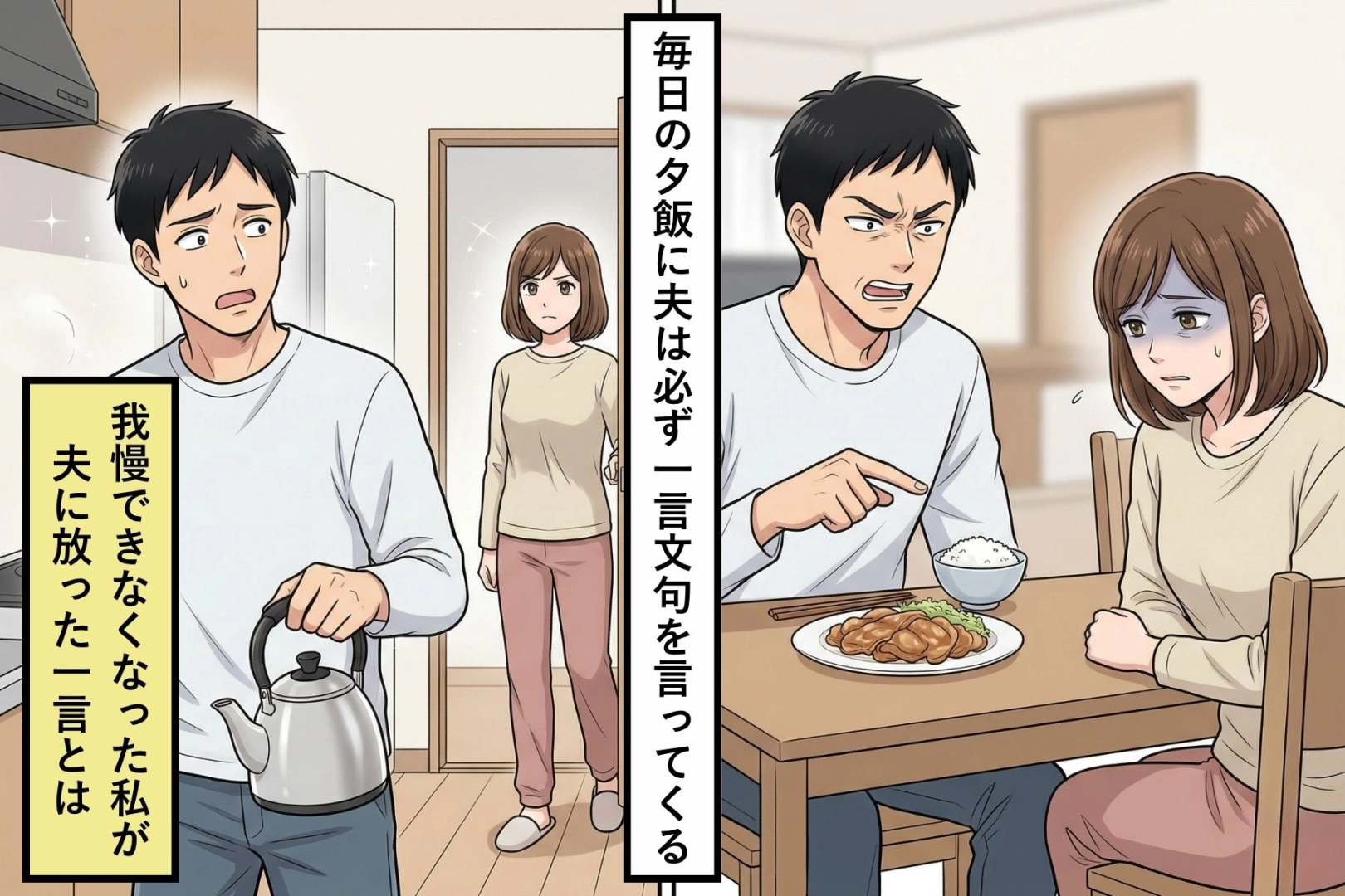 料理に文句ばかりの夫「味が濃い」そんな夫に私が「自分でどうぞ」と言うと...