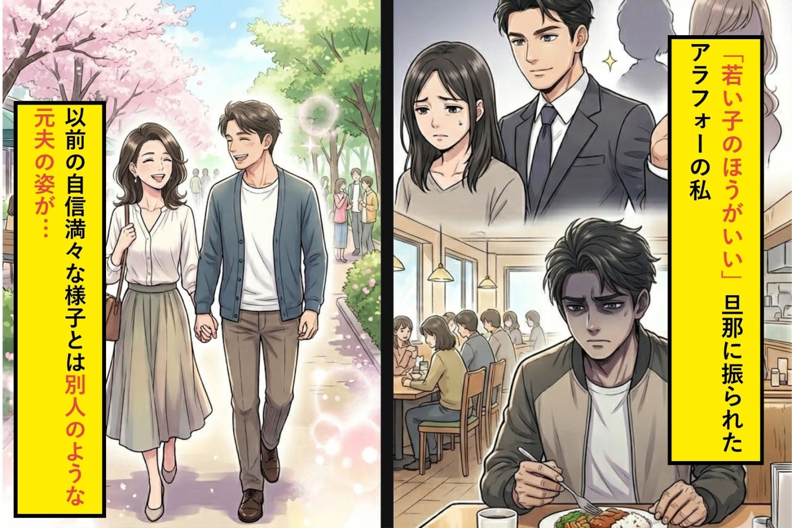 「若い子のほうがいい」旦那に振られたアラフォーの私→以前の自信満々な様子とは別人のような元夫の姿が…