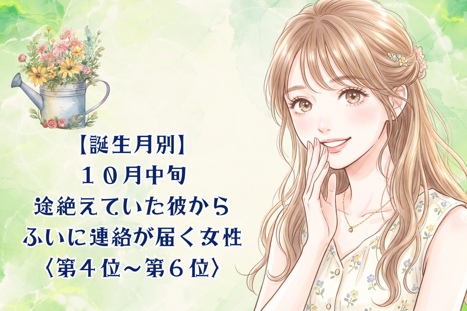 【誕生月別】10月中旬、終わったと思った彼から思いがけず連絡が届く女性ランキング<第4位~第6位>
