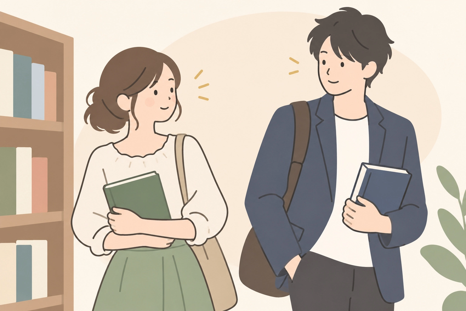 本屋でふと目が合う男女